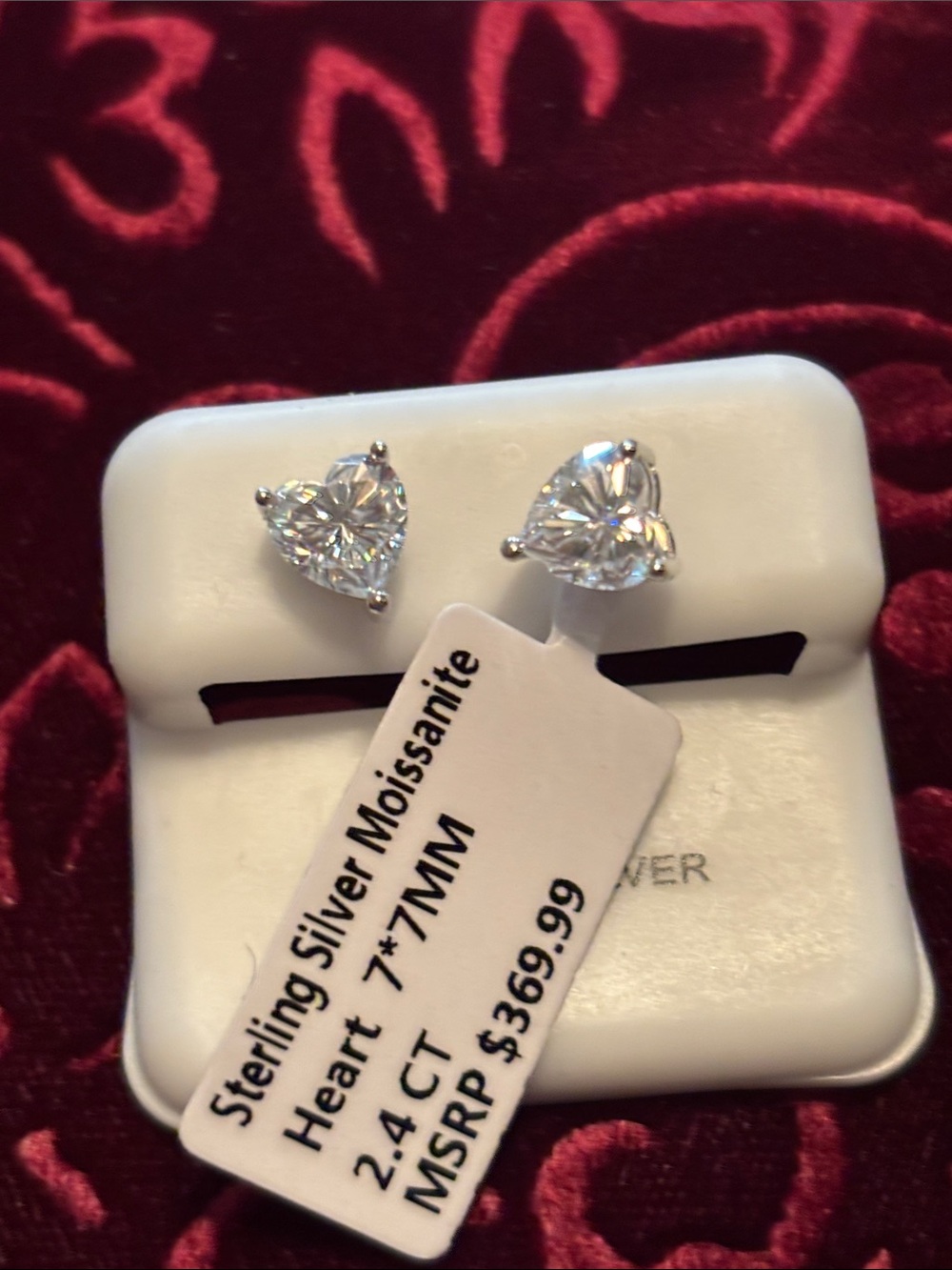 HEART SHAPED STERLING SILVER MOISSANITE HEART EARRINGS 2.4 CT